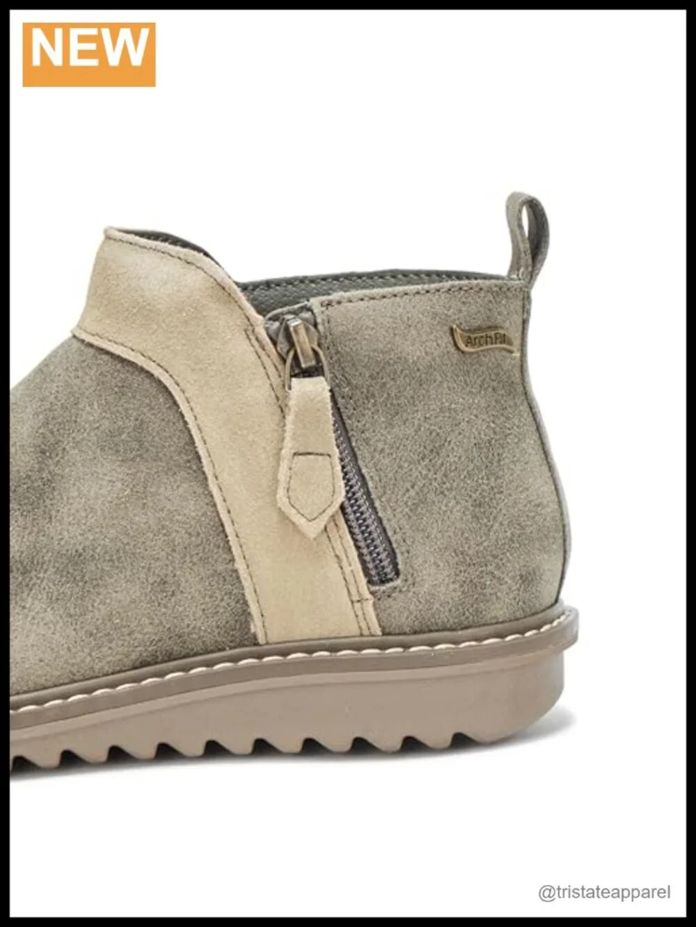 Faux Leather Suede Ankle Booties with Zip Closure Arch Fit Removable Insole